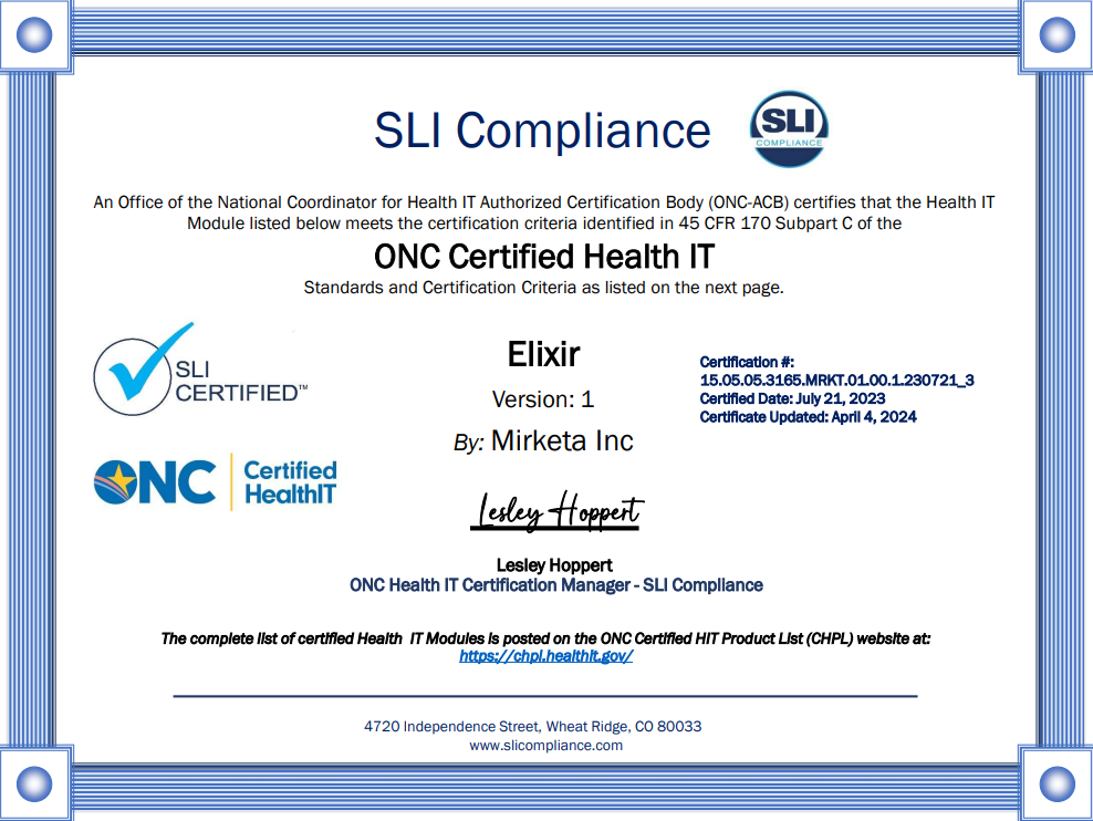 ONC Certificate